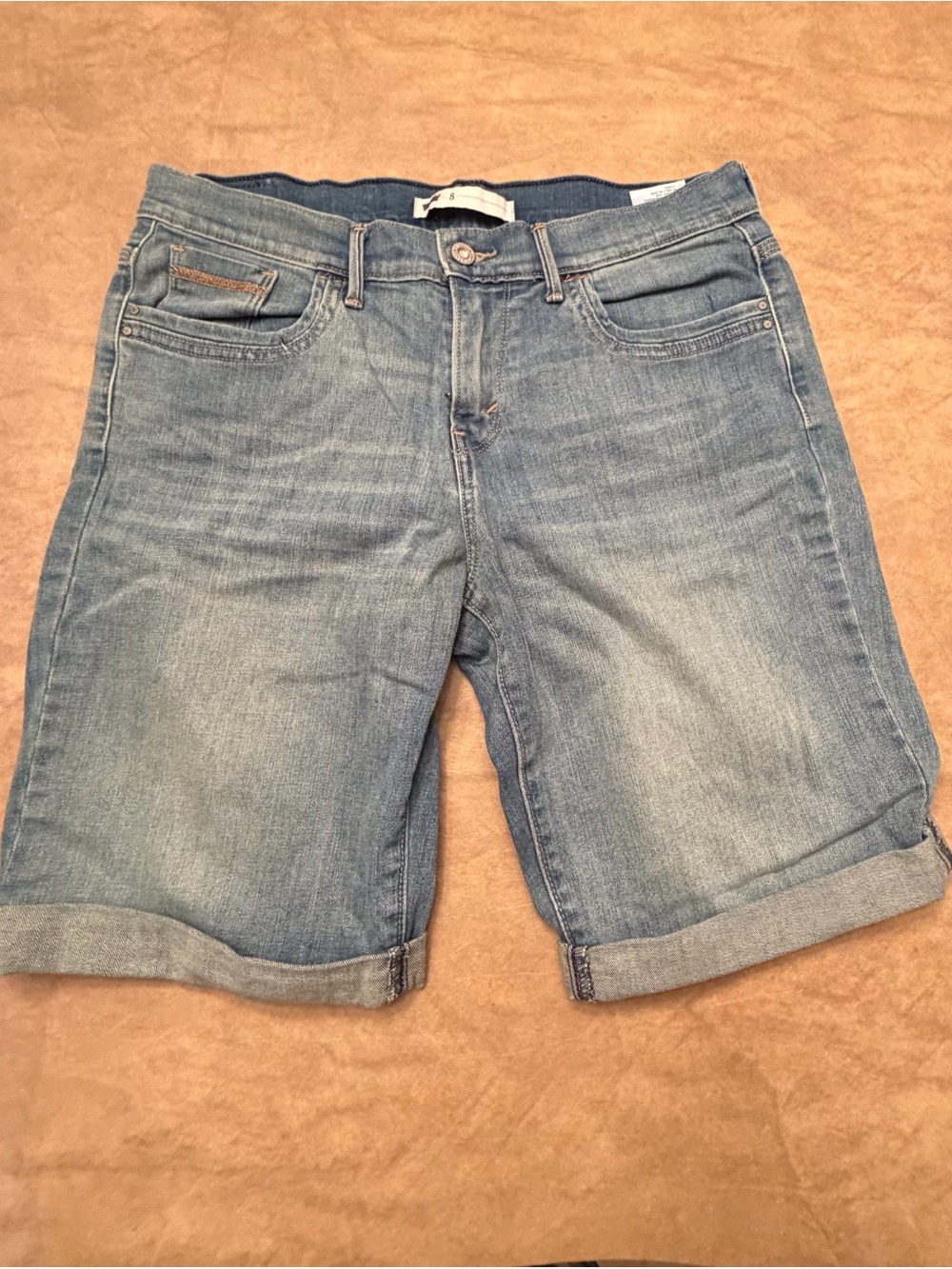 Levi’s Light Wash Denim Bermuda Shorts - Rolled Hem Size 8